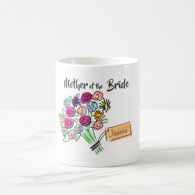 Taza De Café Madre de la novia en flores personalizadas (Centro)