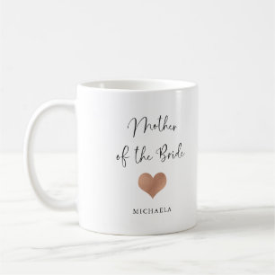 Taza De Café Madre de la Novia Escritura Moderna y Corazón