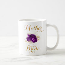 Madre de la novia Morado Oro Floral Café Mug