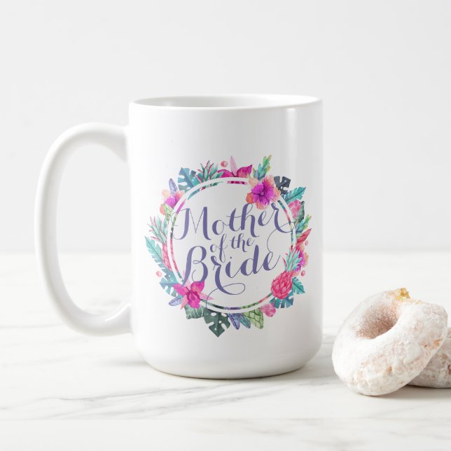 Taza De Café Madre de la novia Tropical Floral Classic Mug (Con donut)