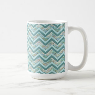 Taza De Café Madre de la Perla Verde azulada ZigZag