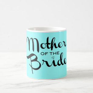 Taza De Café Madre de novia retro guión negro en Aqua