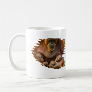 Taza De Café Madre de Orangutan sosteniendo dos bebés
