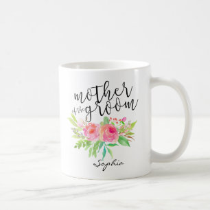 Taza De Café Madre del Groom Floral acuarela personalizada