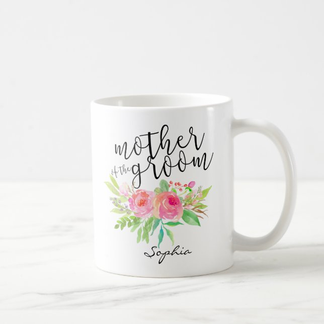 Taza De Café Madre del Groom|Floral acuarela personalizada (Derecha)