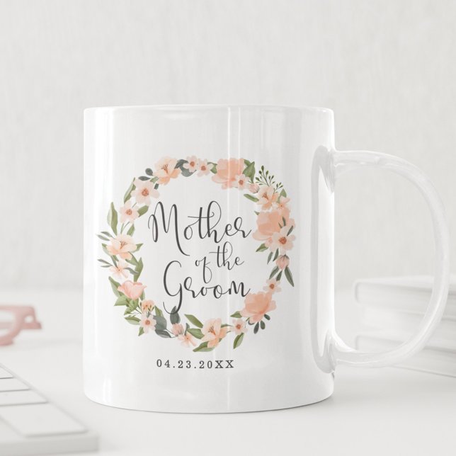 Taza De Café Madre Del Novio Corona De Acuarela Floral Foto (Subido por el creador)