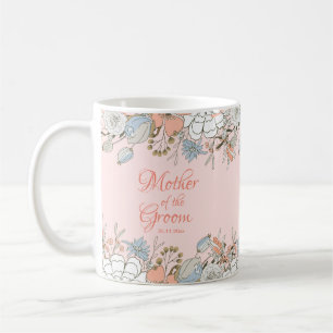 Taza De Café Madre del Novio Floral Moderno Rosa Bodas