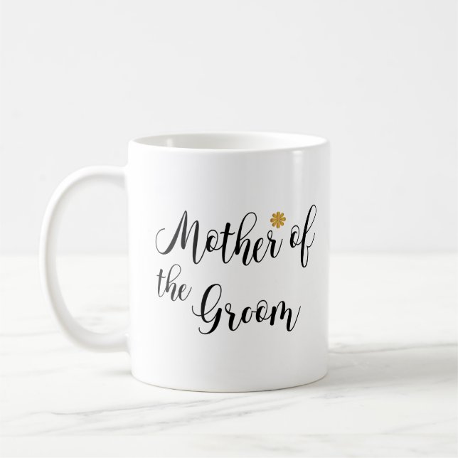 Taza De Café Madre del Novio Texto Negro (Izquierda)