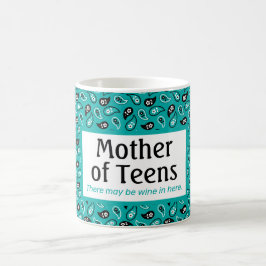 Taza De Café Madre divertida de los adolescentes Aqua Paisley