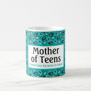 Taza De Café Madre divertida de los adolescentes Aqua Paisley