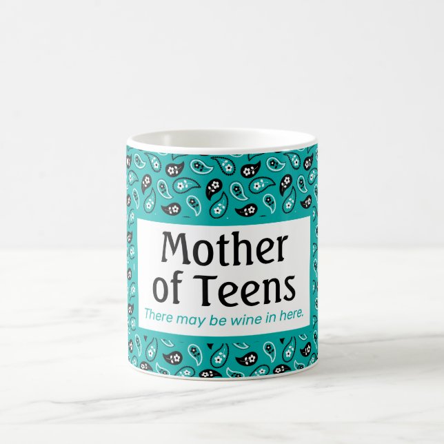 Taza De Café Madre divertida de los adolescentes Aqua Paisley (Centro)