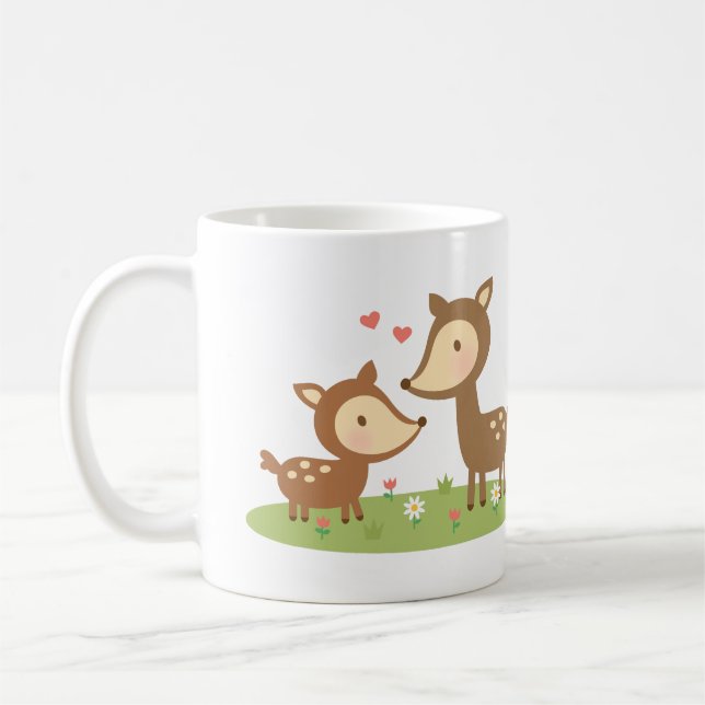 Taza De Café Madre e hijo de ciervos de bosque para niños (Izquierda)