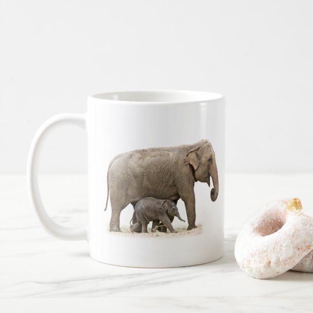 Taza De Café Madre e hijo elefante (Con donut)