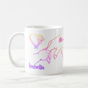 Taza De Café Madre e hijo Manos y Corazones Nombre Mug