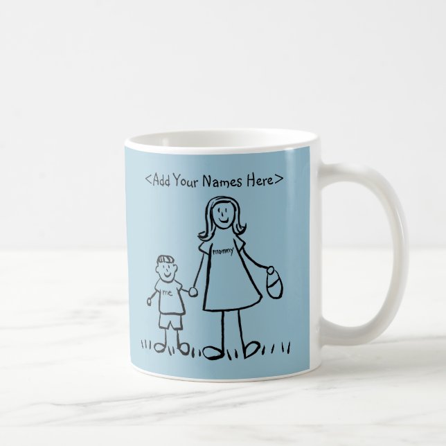 Taza De Café Madre e hijo Personalizado de arte familiar café M (Derecha)