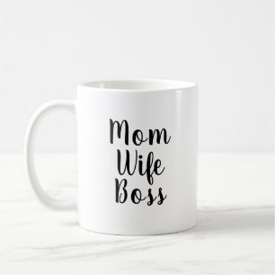 Taza De Café Madre esposa jefe personalizado blanco negro texto