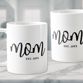 Taza De Café Madre Establecida Escritura Negra Día de la Madre