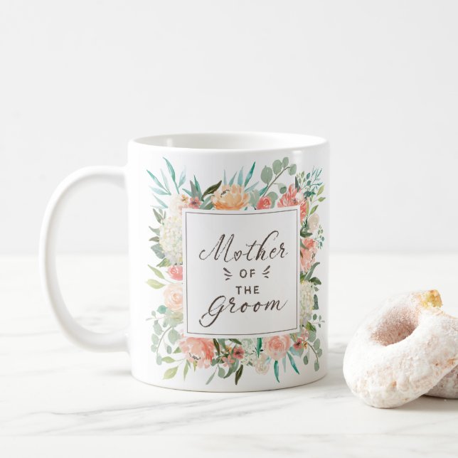 Taza De Café Madre floral primaveral del Groom (Con donut)