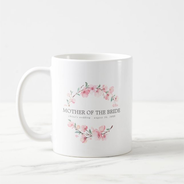 Taza De Café Madre floral rosa de la novia (Izquierda)