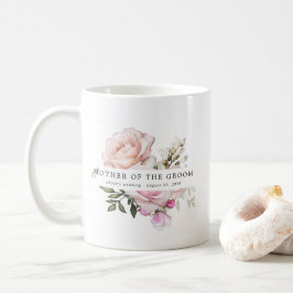 Taza De Café Madre floral rosa rosa de Rubor del Groom
