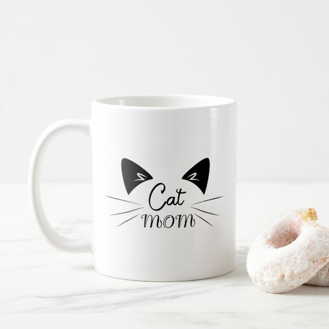 Taza De Café Madre Gato Madre Mamá Enamorada Mamá Kitty Cute Fu (Con donut)