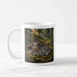 Taza De Café Madre Loba Y Cachorros