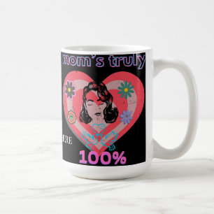 Taza De Café Madre madre del corazón del rosa retro mamá mamá V