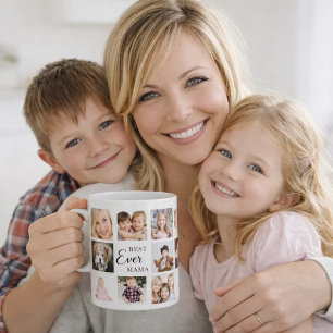 Taza De Café Madre mamá collage de fotos blanco negro