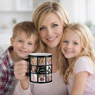 Taza De Café Madre mamá collage de fotos en negro y blanco