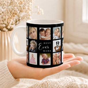 Taza De Café Madre mamá collage de fotos en negro y blanco
