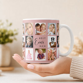 Taza De Café Madre mamá collage de fotos rosa polvoriento rosa