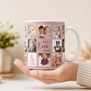 Taza De Café Madre mamá collage de fotos rosa polvoriento rosa