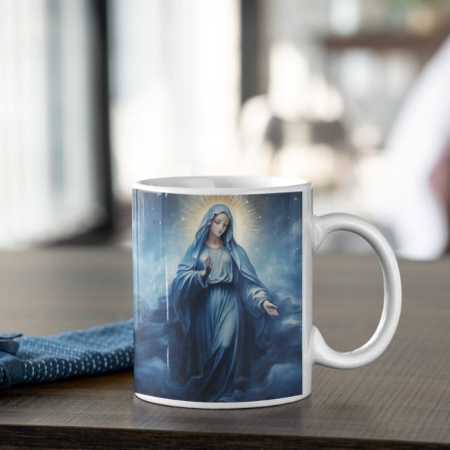 Taza De Café Madre María Bendición versión 5 (Mother Mary Blessing version 5 Coffee Mug)