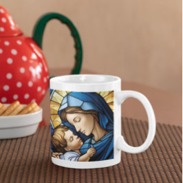 Taza De Café Madre María con niño Jesús versión 15