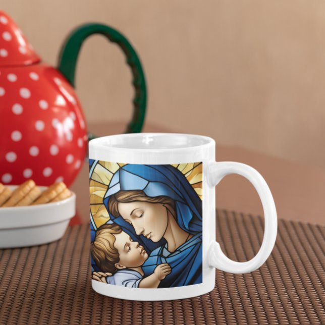 Taza De Café Madre María con niño Jesús versión 15 (Mother Mary with Baby Jesus version 15 Coffee Mug
)