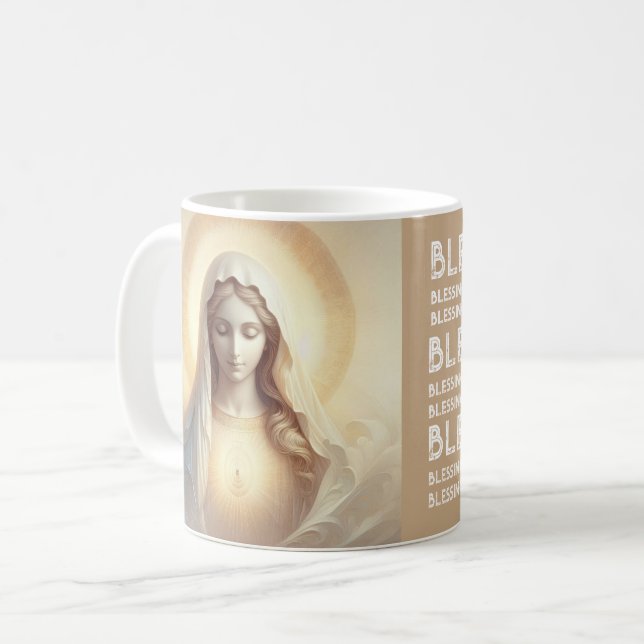Taza De Café Madre María En Tonos Blancos Suaves (Anverso izquierdo)