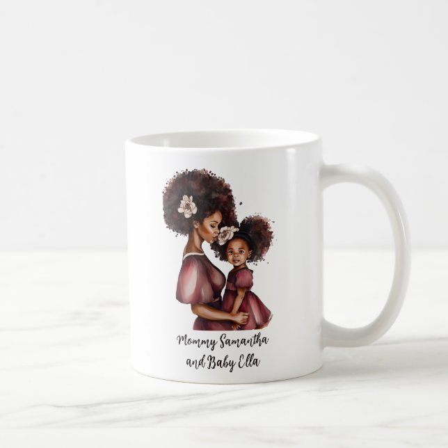 Taza De Café Madre negra y hija personalizadas (2) (Derecha)
