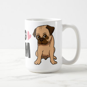 Taza De Café Madre Pug Adorable Dibujo Animado Perro Pug