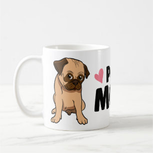 Taza De Café Madre Pug Adorable Dibujo Animado Perro Pug