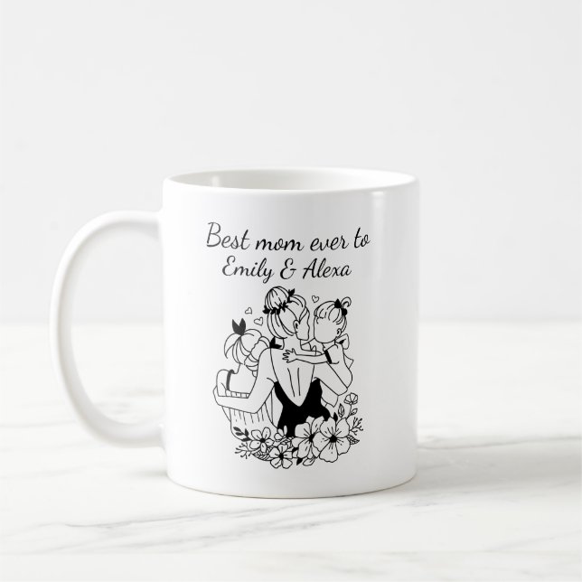 Taza De Café Madres E Hijas Línea Arte (Izquierda)