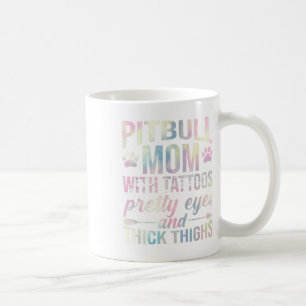 Taza De Café Madres Pitbull Con Tattoos Bonitos Ojos Gruesos