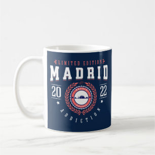 Taza De Café Madrid España Ciudad Viajero Estilo Deportivo Azul