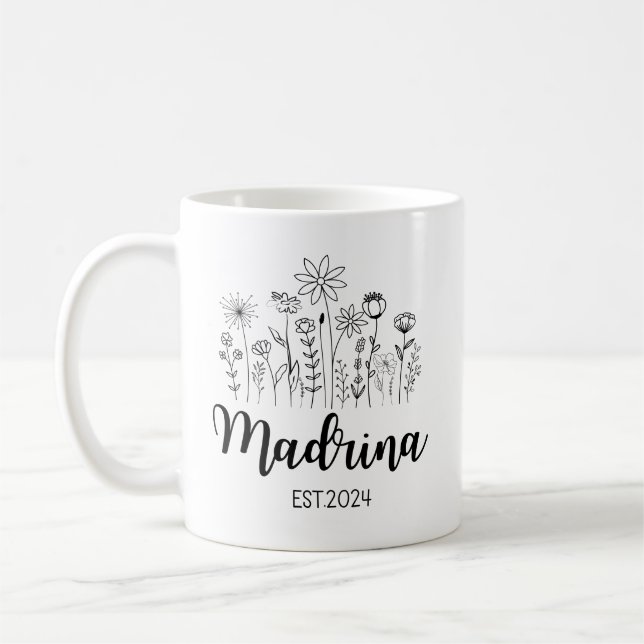 Taza De Café Madrina Café Mugs 2024 Quieres Ser Mi Madrina (Izquierda)