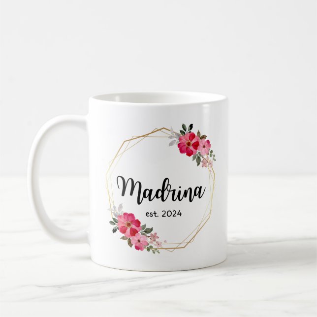Taza De Café Madrina Café Mugs 2024 Quieres Ser Mi Madrina (Izquierda)