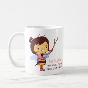 Taza De Café Maestra Abeja Linda Personalizada Gracias