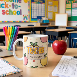 Taza De Café Maestra Amarilla Manzana Escuela Patrón 