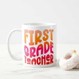 Taza De Café Maestra de 1er Grado Naranja Rojo Ombre
