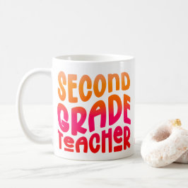 Taza De Café Maestra de 2º grado Naranja Rojo Ombre