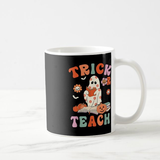 Taza De Café Maestra De Fantasma Floral Trick O Teach Retro Gro (Derecha)