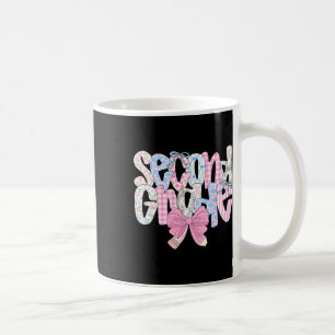 Taza De Café Maestra de segundo grado elegante con flores azule